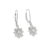 Floral zircon hoop loop earring - Silvenca