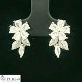 Flower Luxury Fancy Leaf Flower Stud With Necklace Set - Silvenca