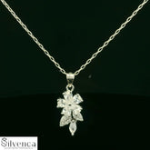 Flower Luxury Fancy Leaf Flower Stud With Necklace Set - Silvenca