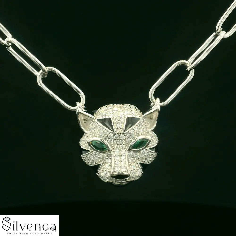 Green Eyed Panther Pendant Set - Silvenca