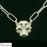 Green Eyed Panther Pendant Set - Silvenca