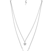 Elegant Silver Star double layer Necklace - Silvenca