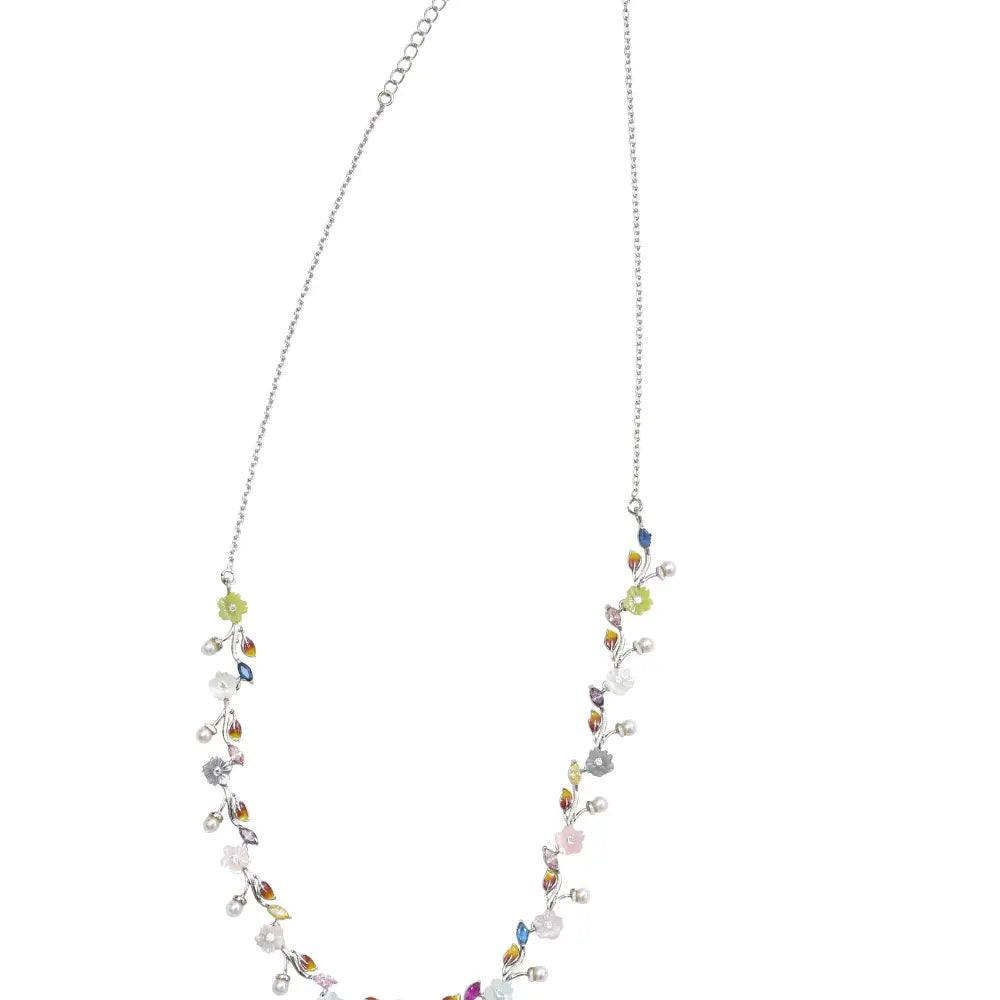 Stone Flower Frontal Necklace set - Silvenca