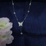 Silver Butterfly Necklace set with studed stons - Silvenca