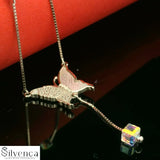 Silver Butterfly Necklace set with studed stons - Silvenca