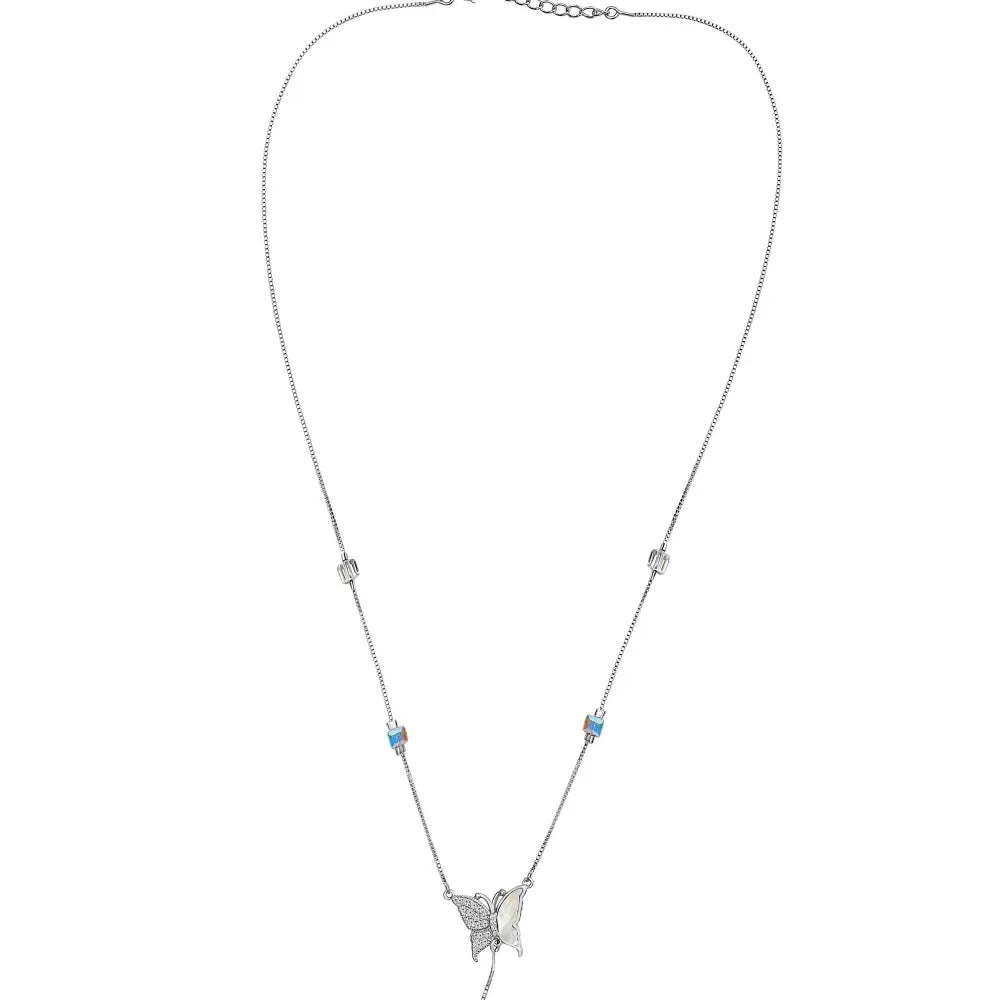 Silver Butterfly Necklace set with studed stons - Silvenca