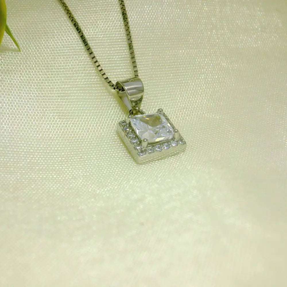 Elegant Square Pendant with Sparkling Accents - Silvenca