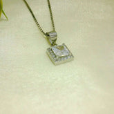 Elegant Square Pendant with Sparkling Accents - Silvenca
