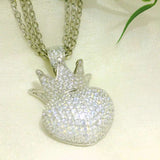 Sparkling Crown Heart Pendant - Silvenca