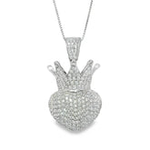 Sparkling Crown Heart Pendant - Silvenca
