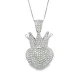 Sparkling Crown Heart Pendant - Silvenca