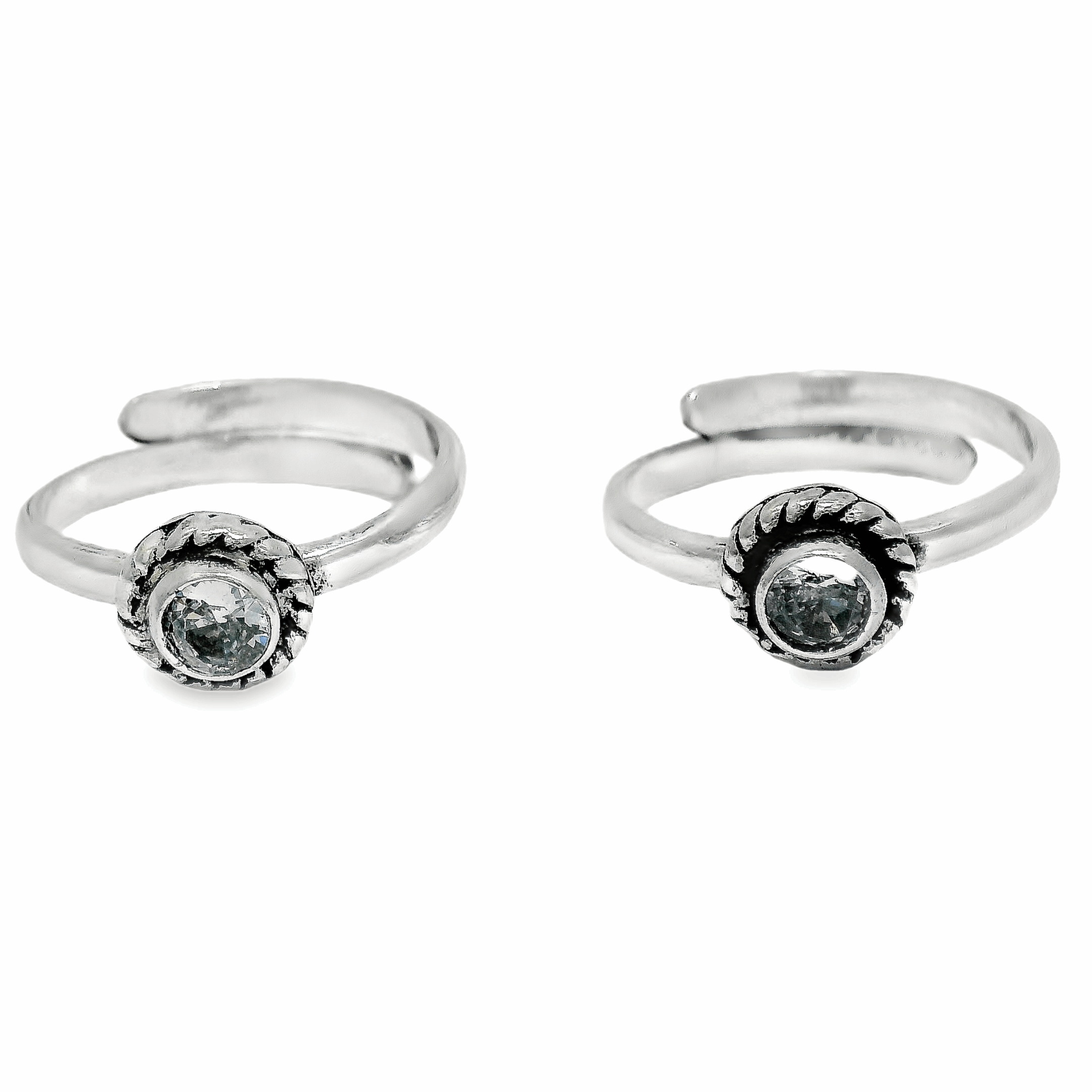 Perfect blend silver toe rings - Silvenca