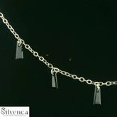 Rhodium-Plated Necklace Set with Pastel black Stone - Silvenca