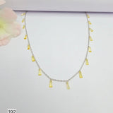 Rhodium-Plated Necklace Set with Pastel yellow Stone - Silvenca