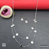 Silver Button Necklace Set - Silvenca
