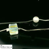 Silver Pearl & Stone Beaded Chain Style Necklace - Silvenca