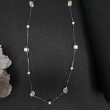 Silver Pearl & Stone Beaded Chain Style Necklace - Silvenca