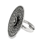 Stunning 925 Pure Filigree Traditional Oxidised Silver Ring for Women - Silvenca
