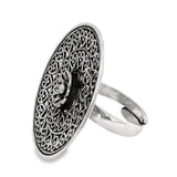 Stunning 925 Pure Filigree Traditional Oxidised Silver Ring for Women - Silvenca