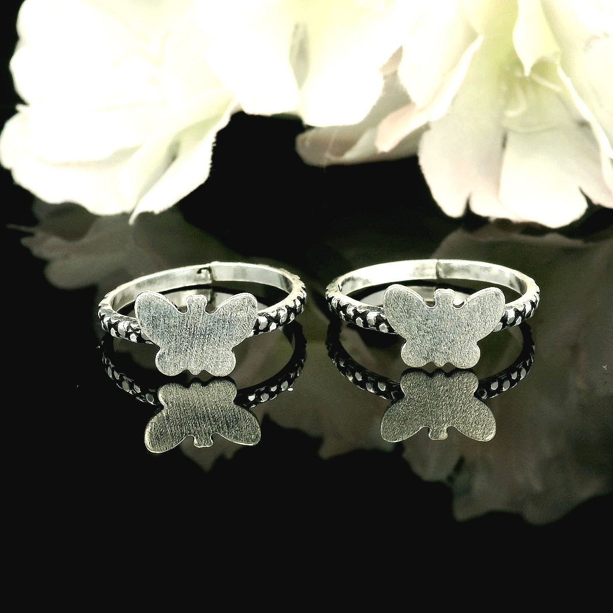 Stunning butterfly silver toe rings - Silvenca