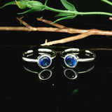 Blue gemstone toe rings - Silvenca