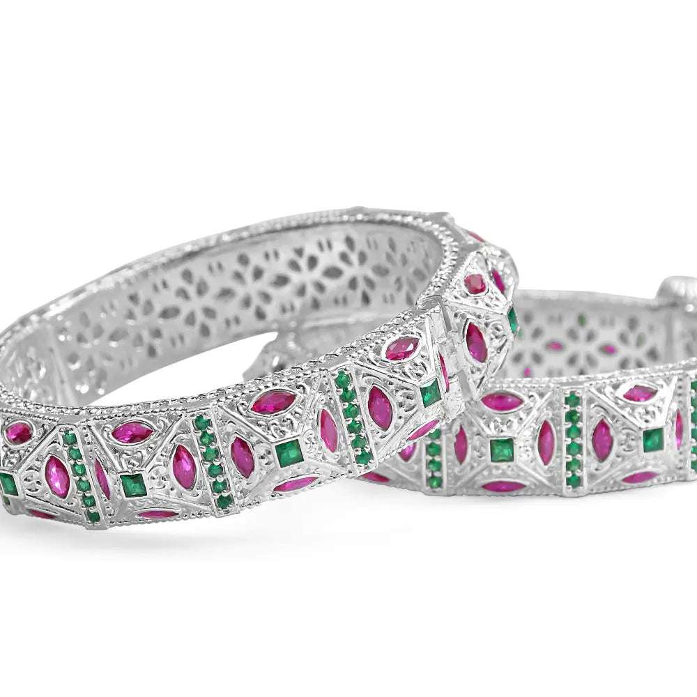 Traditional 925 pure silver handmade bangles for women - Silvenca