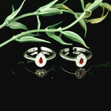 Vibrant red gemstones toe ring - Silvenca