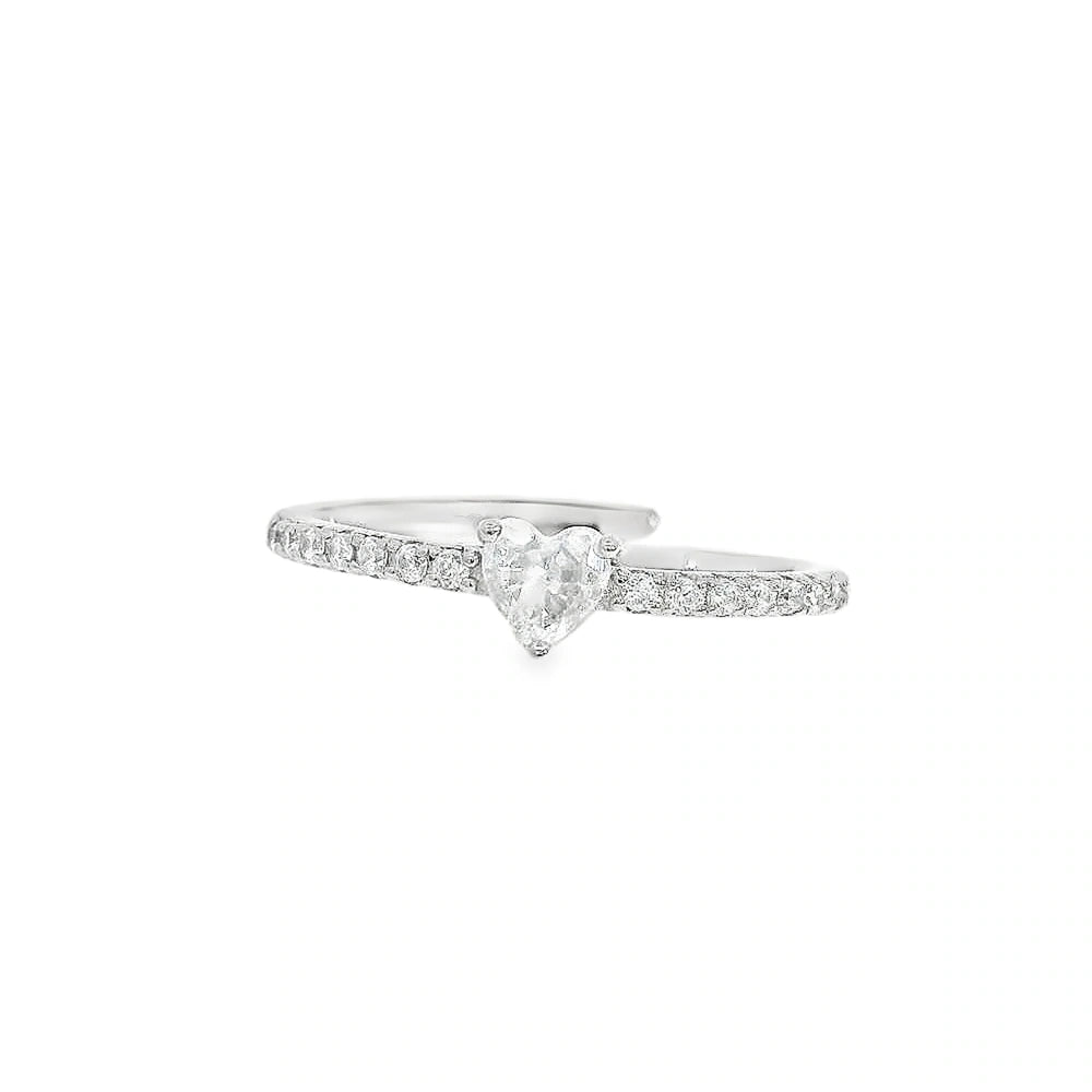 Elegant Heart-Shaped Diamond Ring - Silvenca