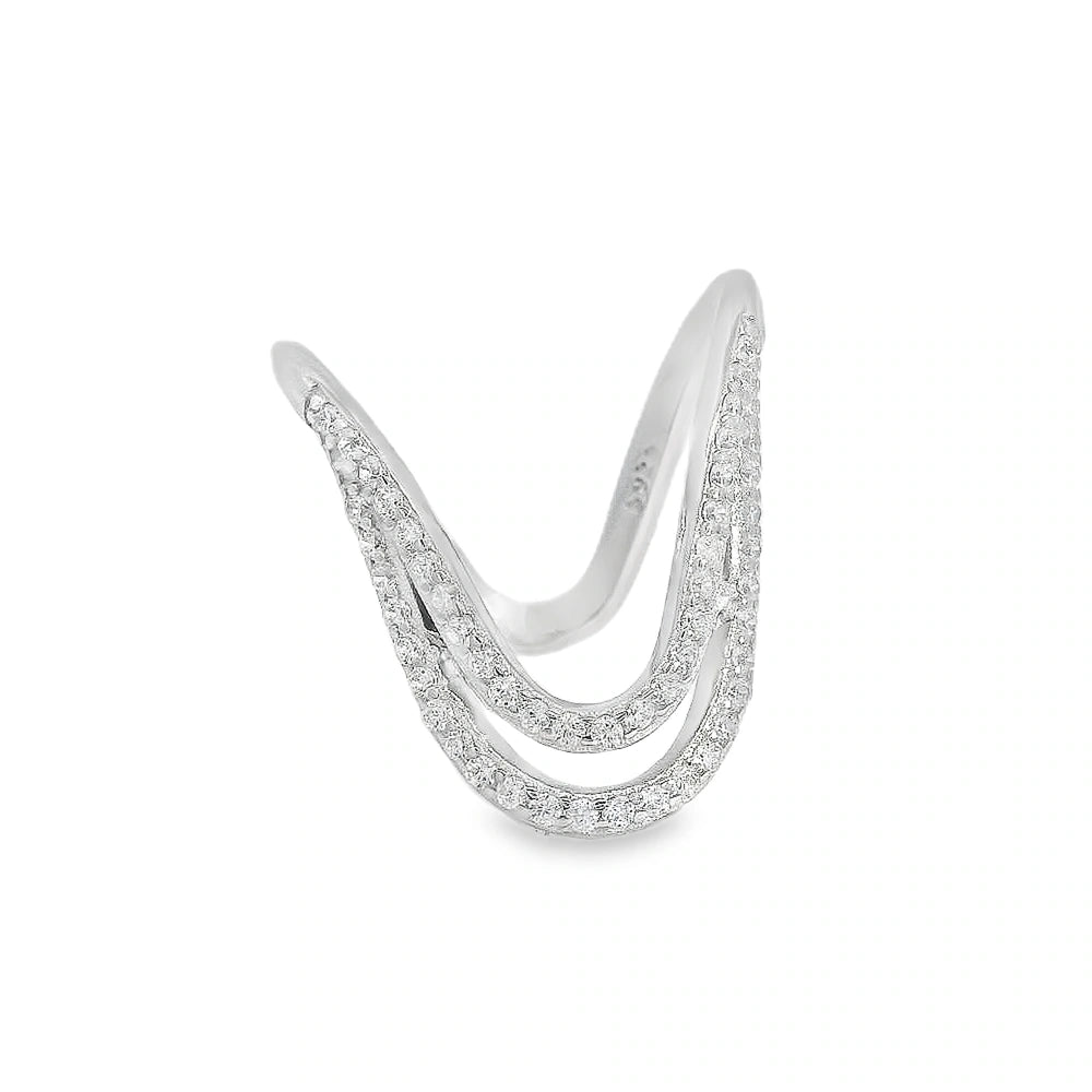 Elegant Silver venki Ring with Sparkling Detail - Silvenca