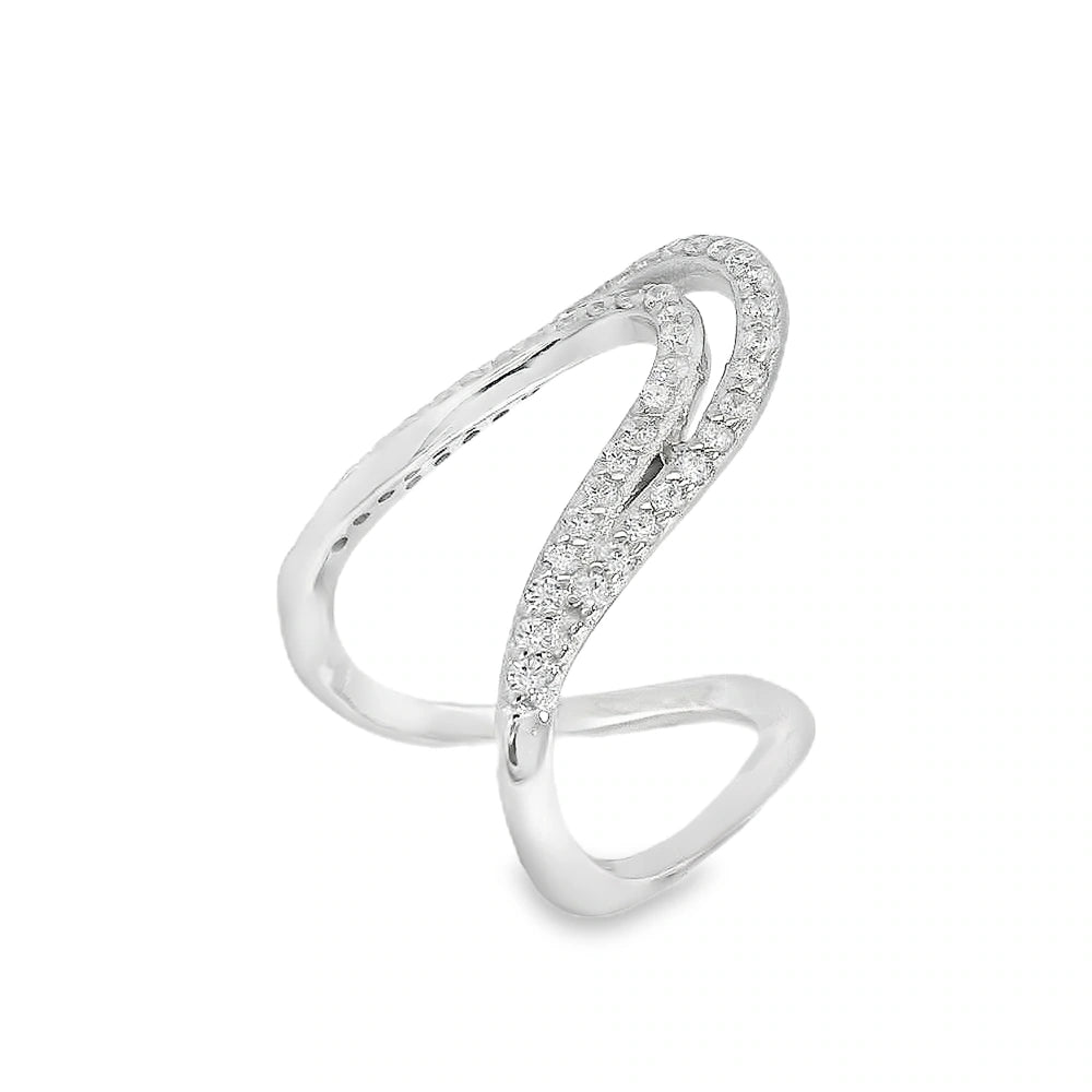 Elegant Silver venki Ring with Sparkling Detail - Silvenca