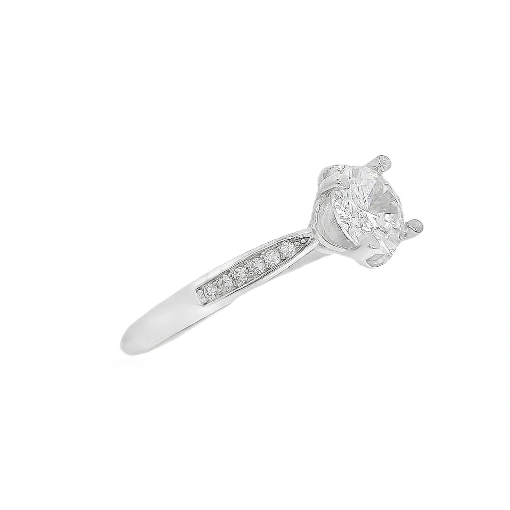 Elegant Silver Engagement Ring - Silvenca