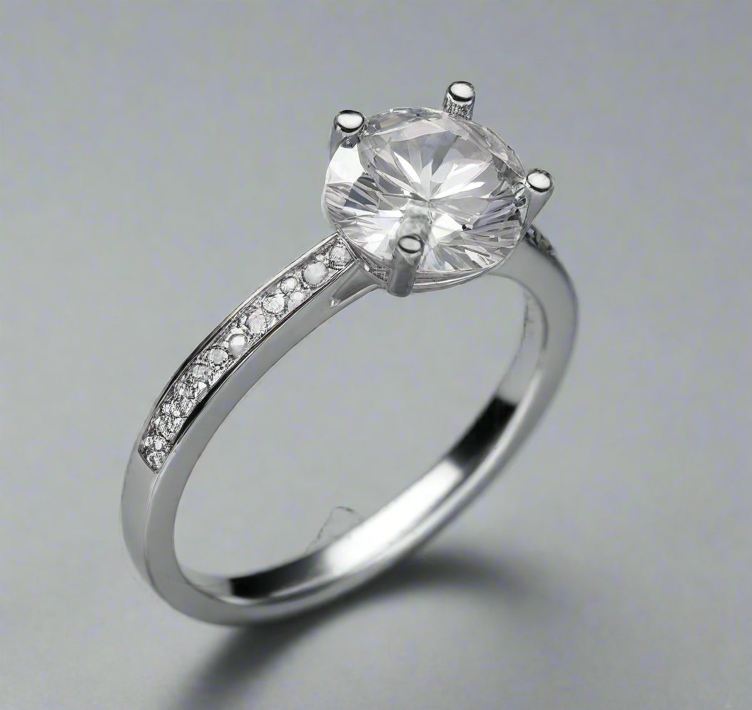 Elegant Silver Engagement Ring - Silvenca