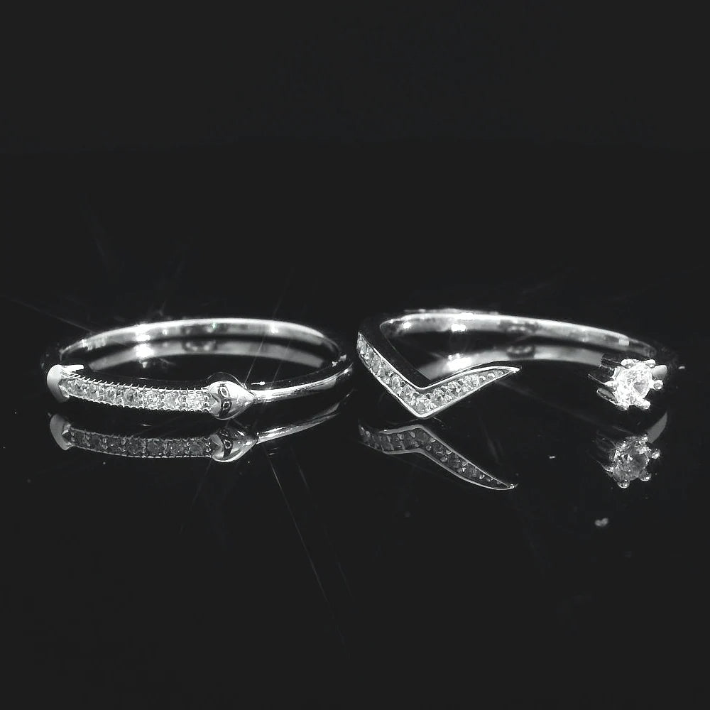 Elegant Silver Ring Set - Silvenca