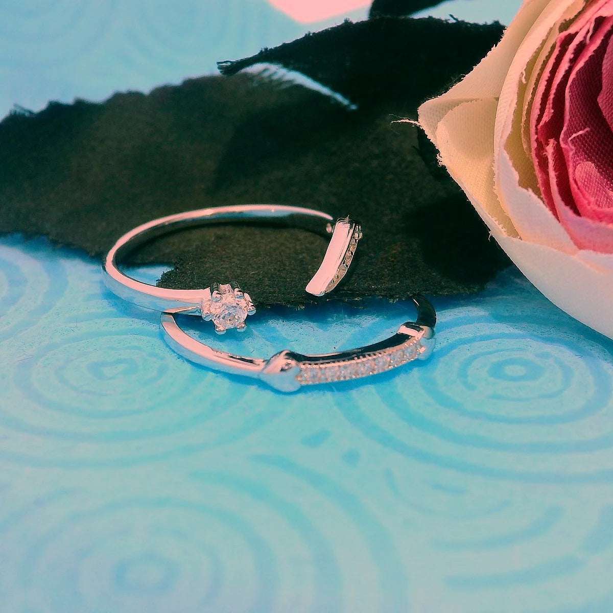 Elegant Silver Ring Set - Silvenca