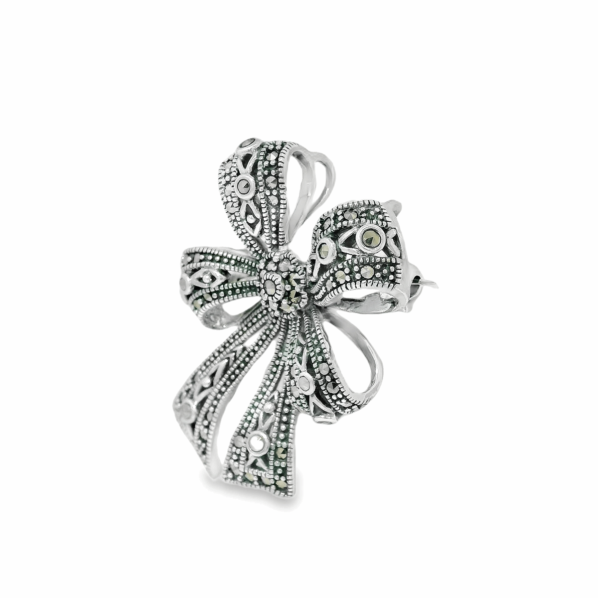 Elegant Silver Bow Brooch - Silvenca