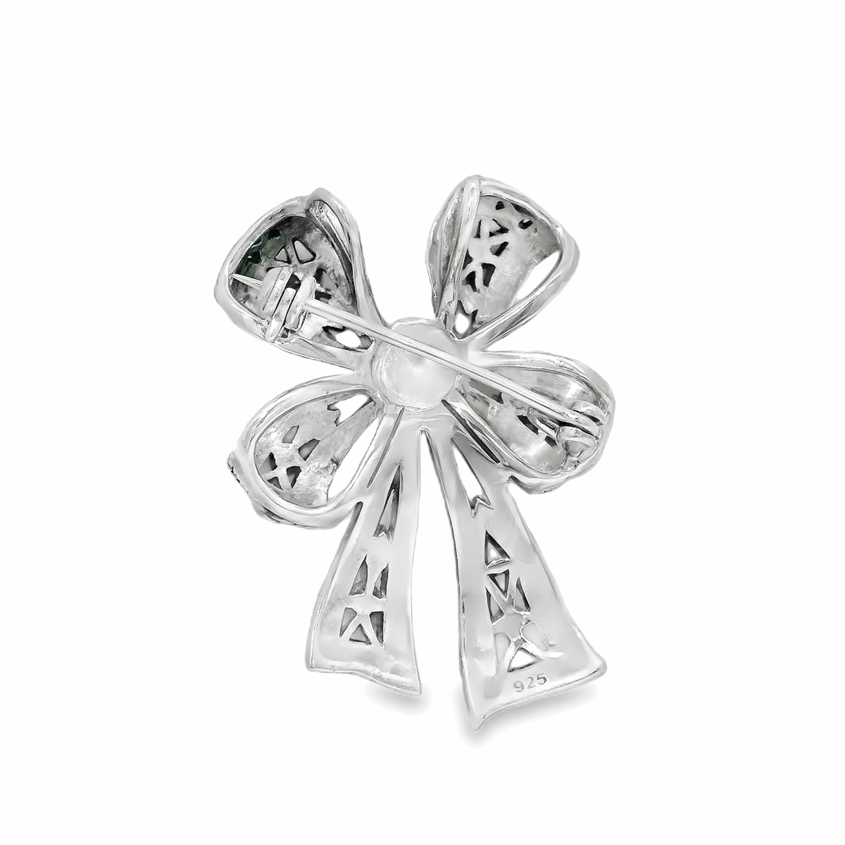 Elegant Silver Bow Brooch - Silvenca