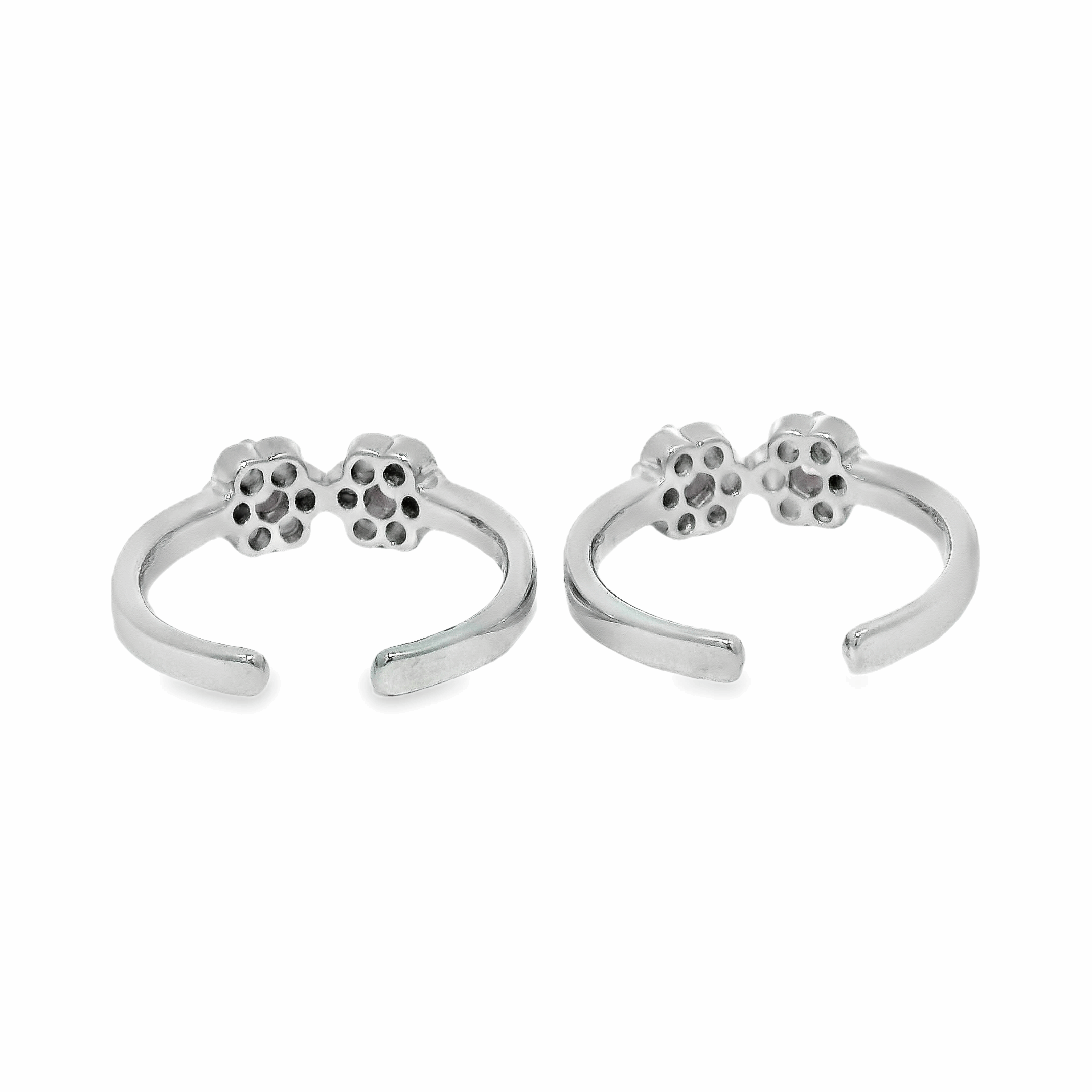 Exquisite floral silver toe rings - Silvenca