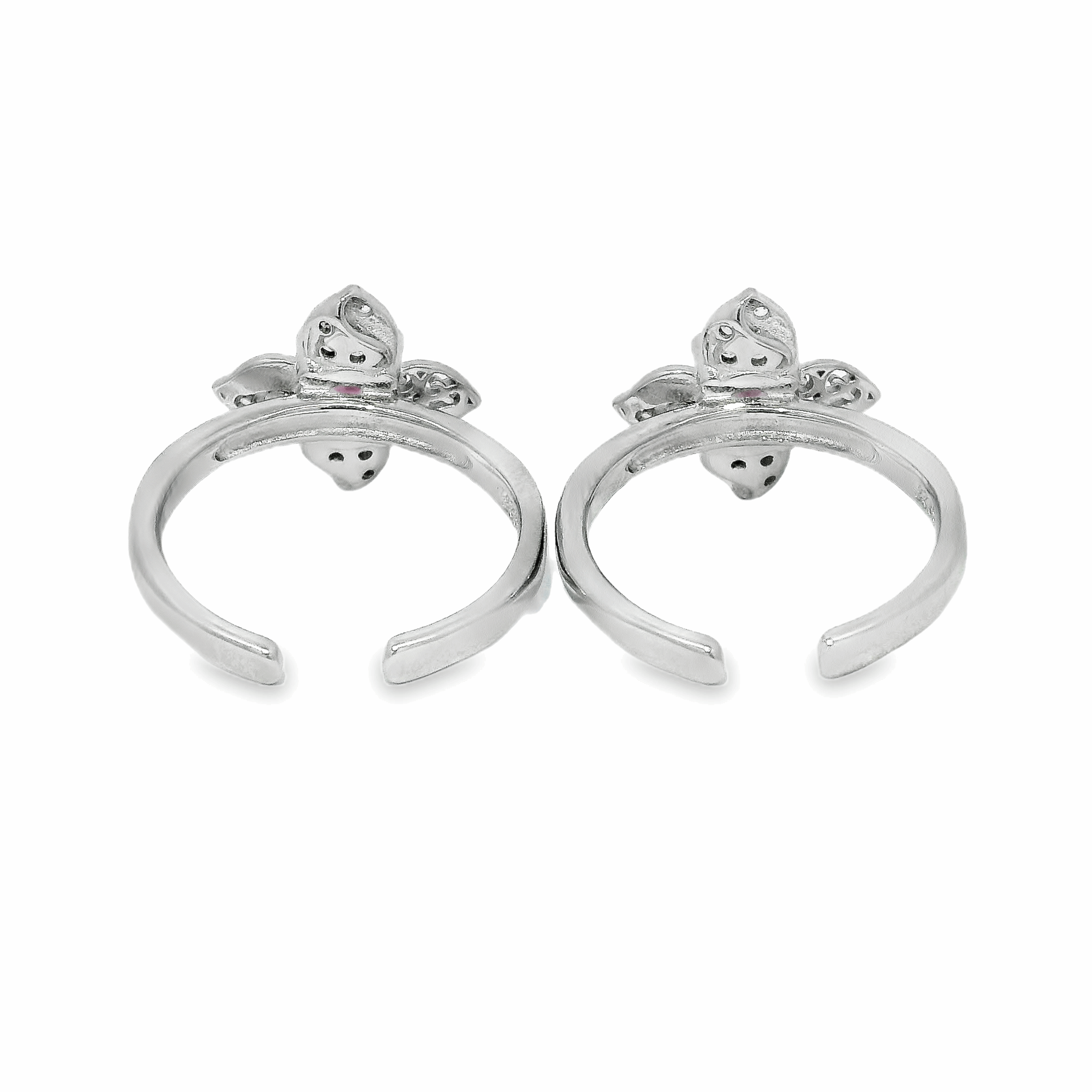 Floral silver toe rings - Silvenca