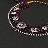 Traditional beaded silver kantha  Necklace