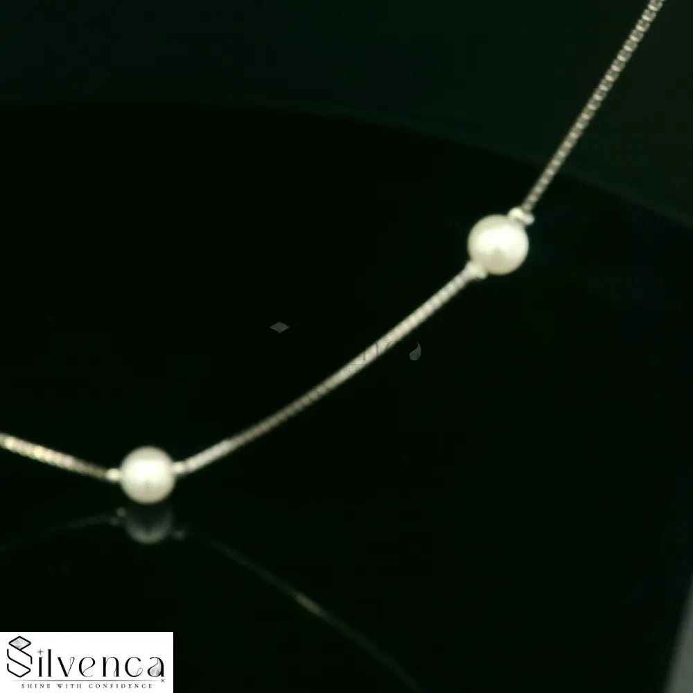925 Silver Nova Beaded Pearl Necklace - Silvenca