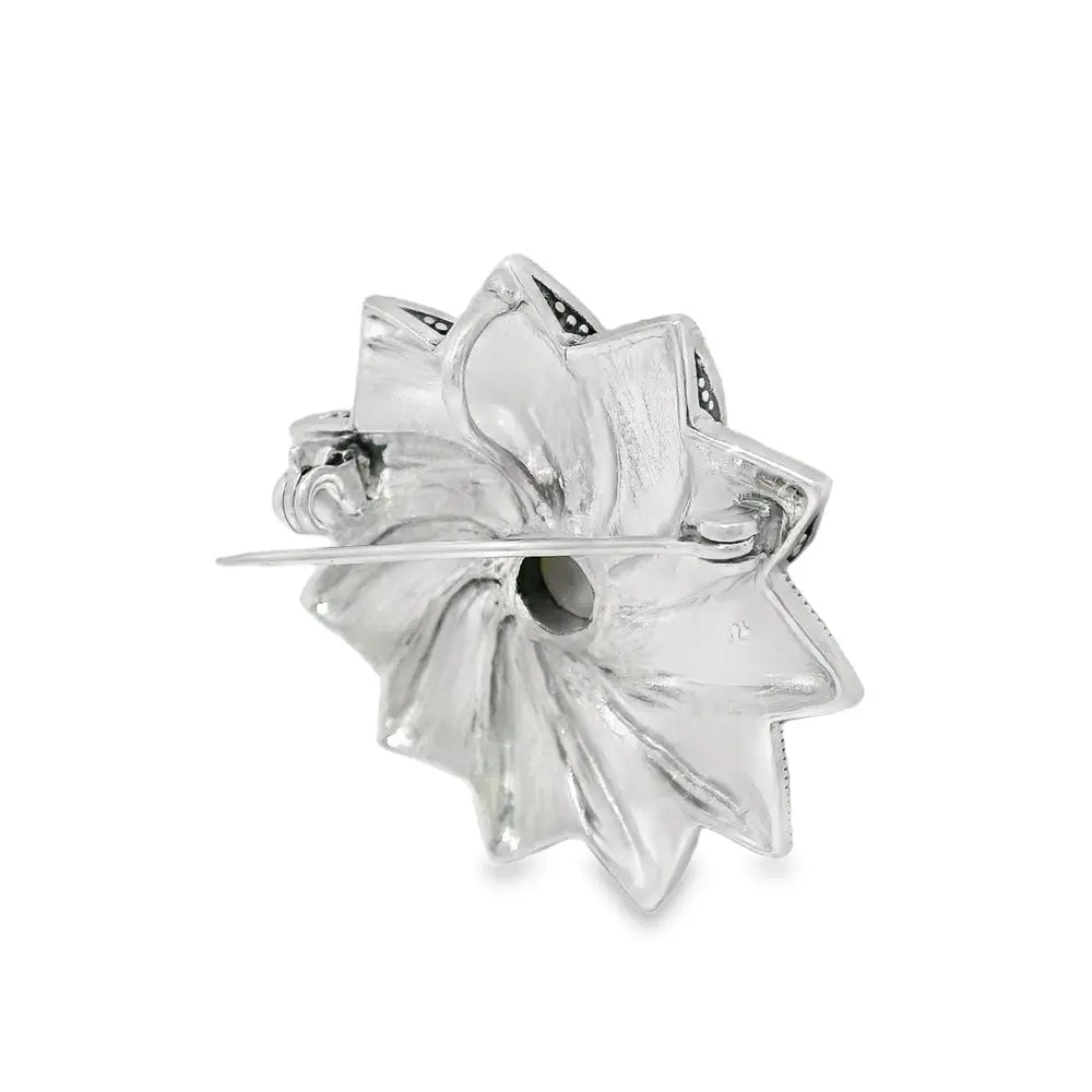 Elegant Silver Floral Brooch - Silvenca