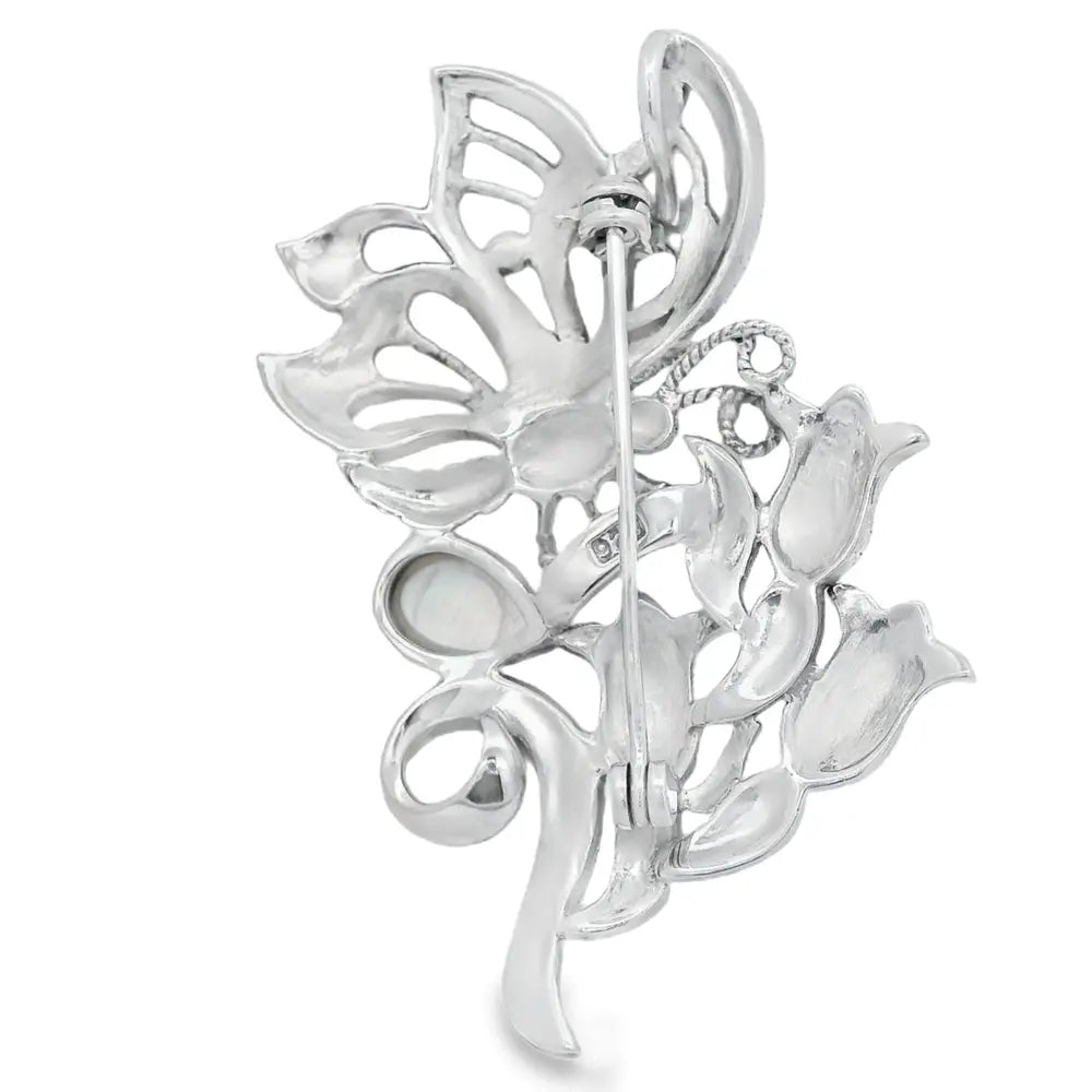 Elegant Silver Floral Brooch - Silvenca
