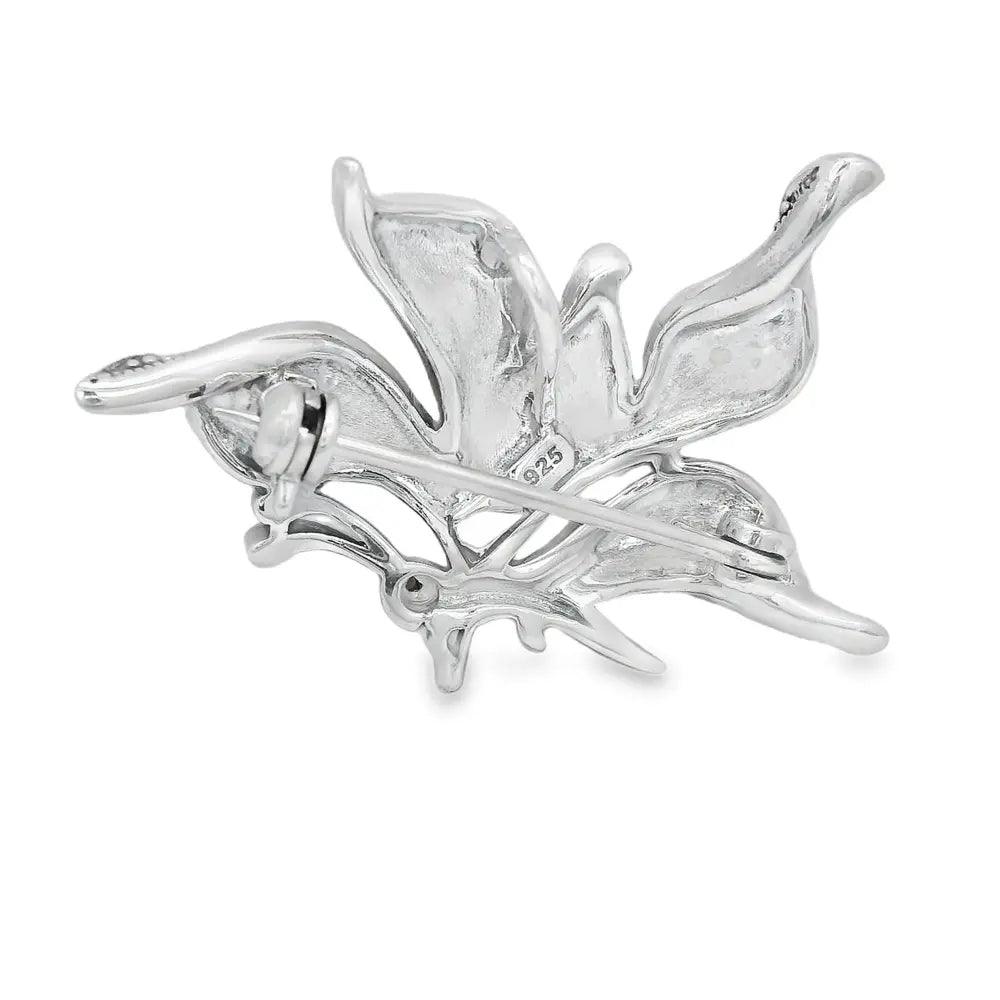 Elegant Silver Butterfly Brooch - Silvenca