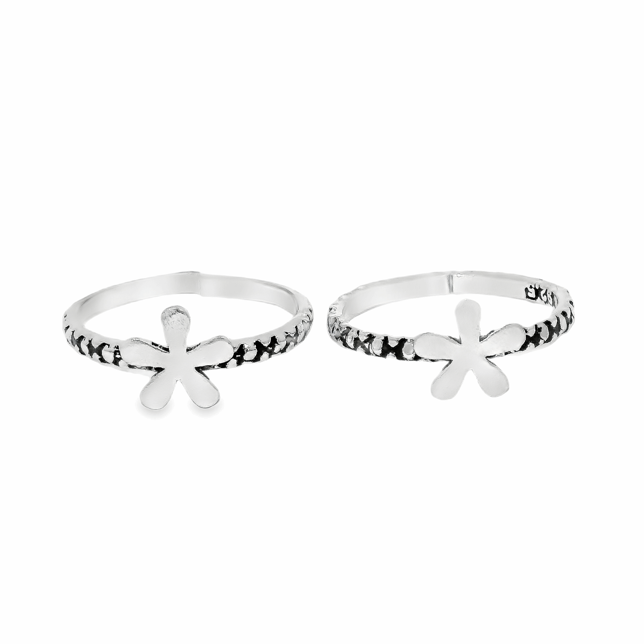 Charming floral silver toe rings - Silvenca