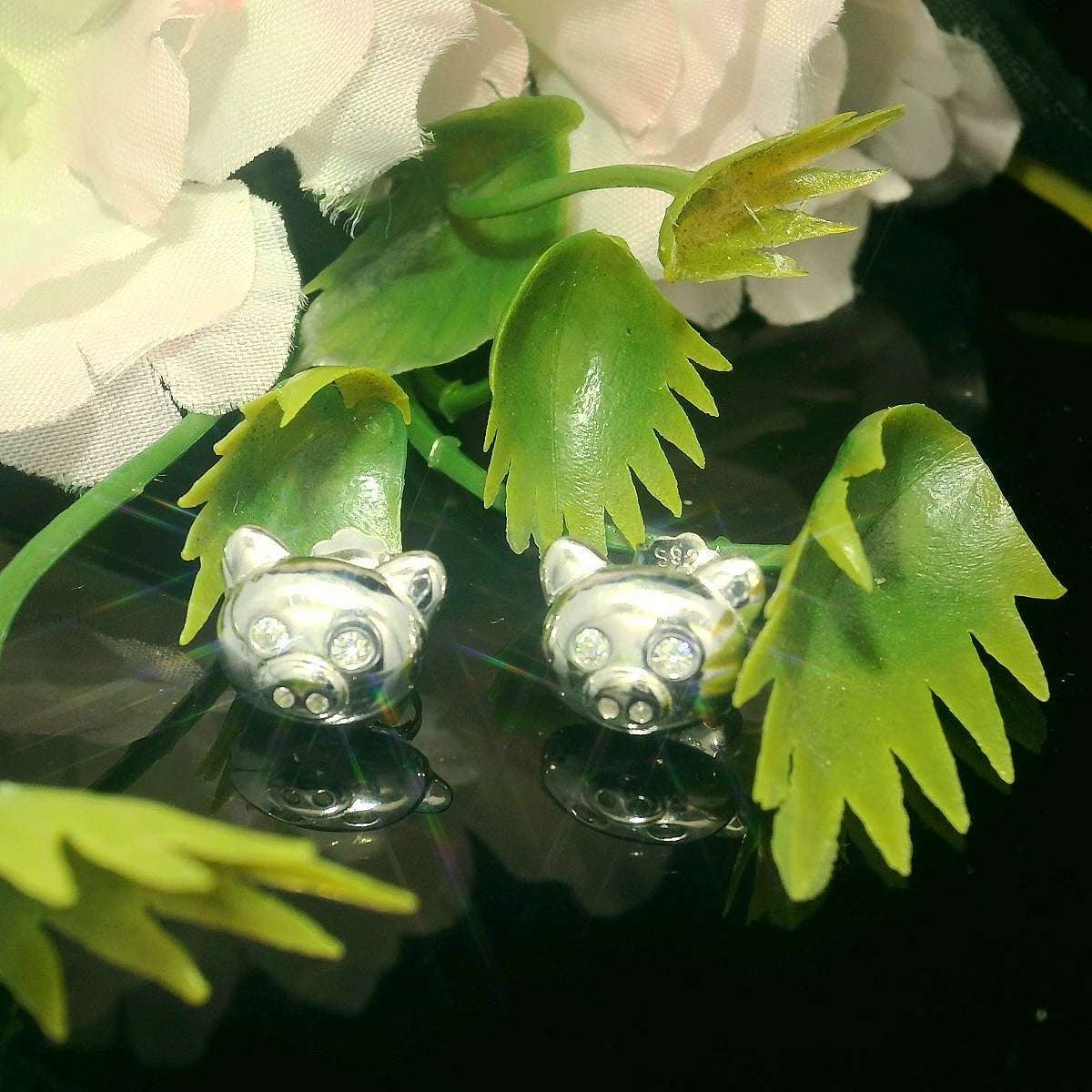 Cute panda Face Earrings - Silvenca