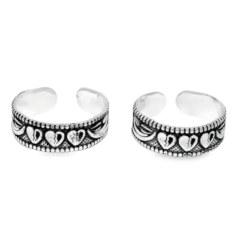 Delicate heart silver toe rings - Silvenca