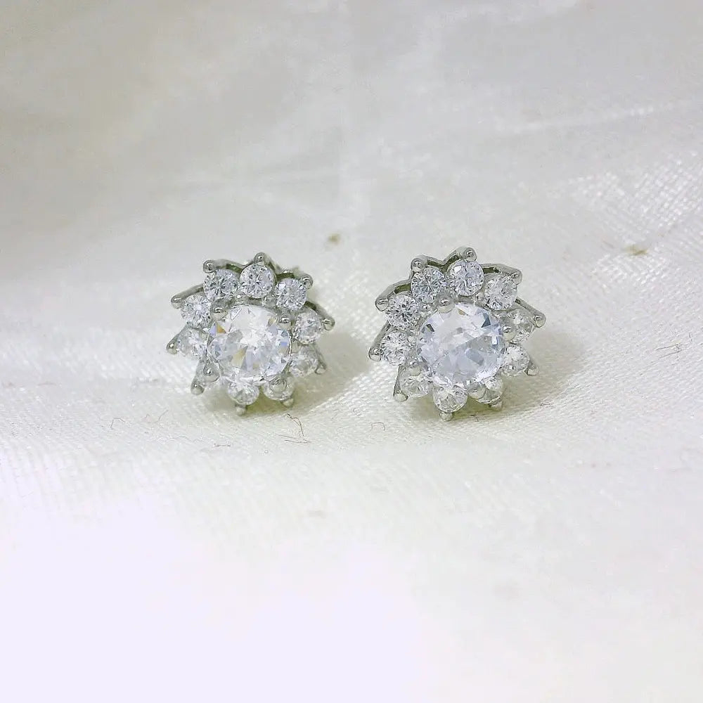 Elegant Starburst Diamond Earrings - Silvenca