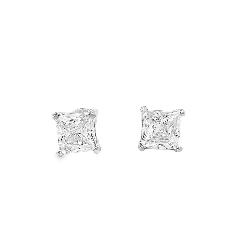 Elegant Square Diamond Earrings - Silvenca