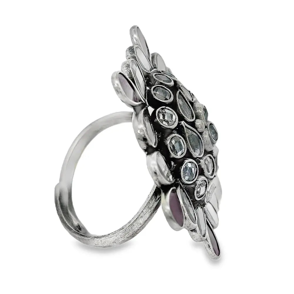Elegant Floral 92.5 Pure Silver Light Weight Ring for Women - Silvenca
