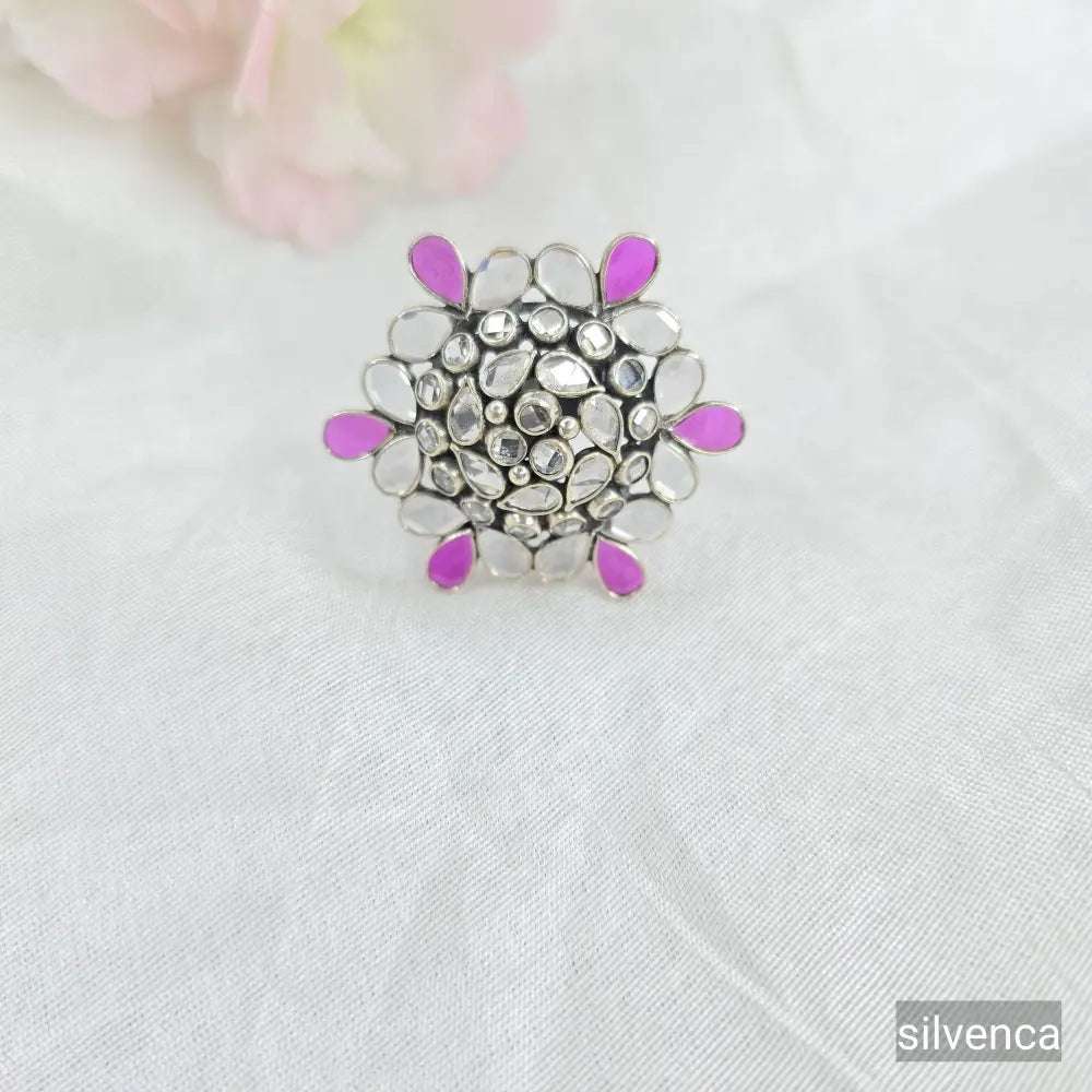 Elegant Floral 92.5 Pure Silver Light Weight Ring for Women - Silvenca